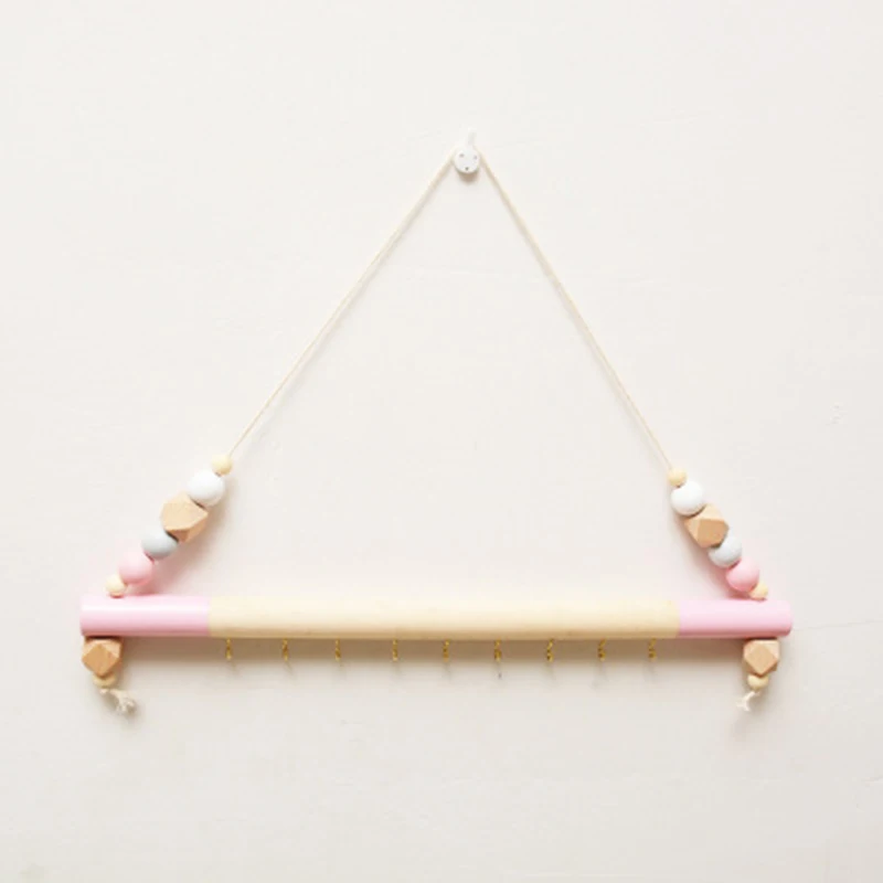 1PC Wall Shelf With Hooks Wooden Beads Swing Shelves Children Nursery Kids Room Hanging Decoration Storage Rack Organizer - купить по