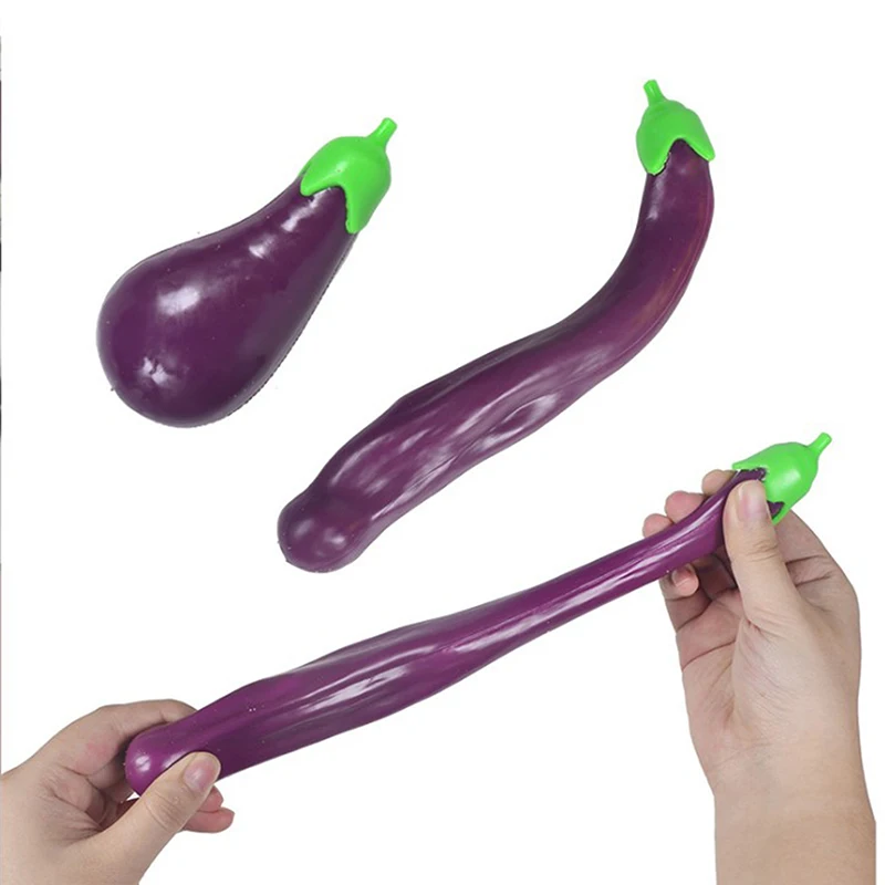 

Funny Eggplant Slow Rising Simulation Fruit Kid Toy Gift Unzip Toys Leaking Ball