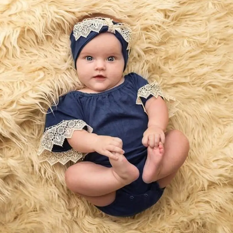 2 шт. детский кружевной комбинезон с оборками на рукавах | Мать и ребенок