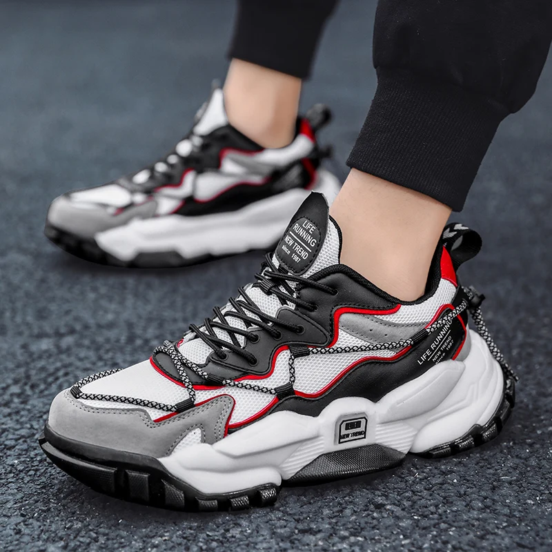 

Men's Vintage Casual Shoes Rubber Platform Hard-Wearing Height Increasing Sports Shoes Light Breathable Outdoor Running Shoes