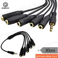 0 3 meters gold plated dc 3 5mm 18 male to 5x3 5mm female trrs 4 pole3 rings stereo splitter audio cable