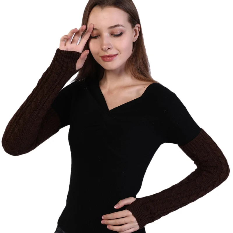 

Winter Knit Gloves Arm Wrist Women Sleeve Hand Warmer Rhombus Long Half Mittens Fingerless Gloves For Women Hot