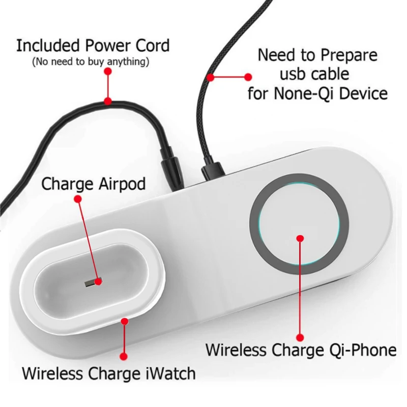 Беспроводная зарядная подставка 4 в 1 для быстрой зарядки IPhone X 10 Apple Watch IWatch 2 3 Airpods