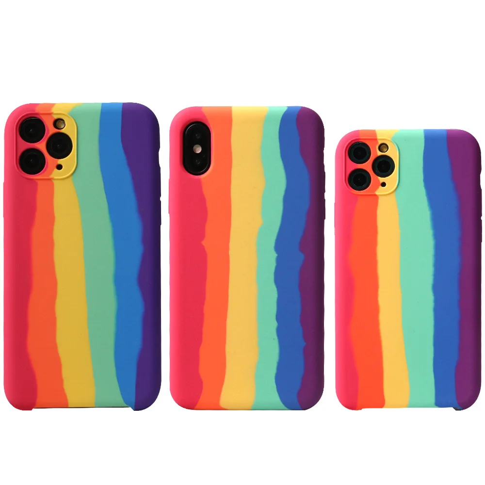 Оригинальный жидкий Радужный силиконовый чехол для Apple iPhone 11 Pro Max SE 2 XR Xs 7 8 Plus