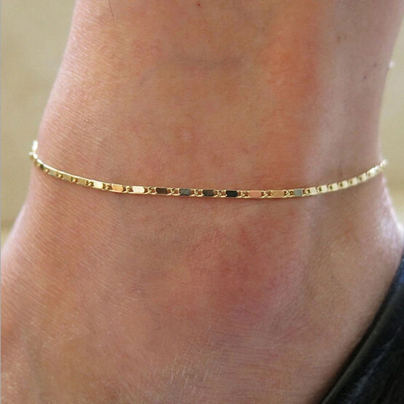 Simple Gold Chain Anklet Bracelet Barefoot Sandal Beach Foot Jewelry Gift