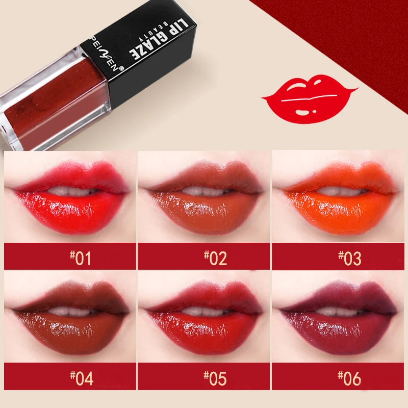 6 цветов глазурь для губ темно-красный матовый Блестящий перламутровый эффект