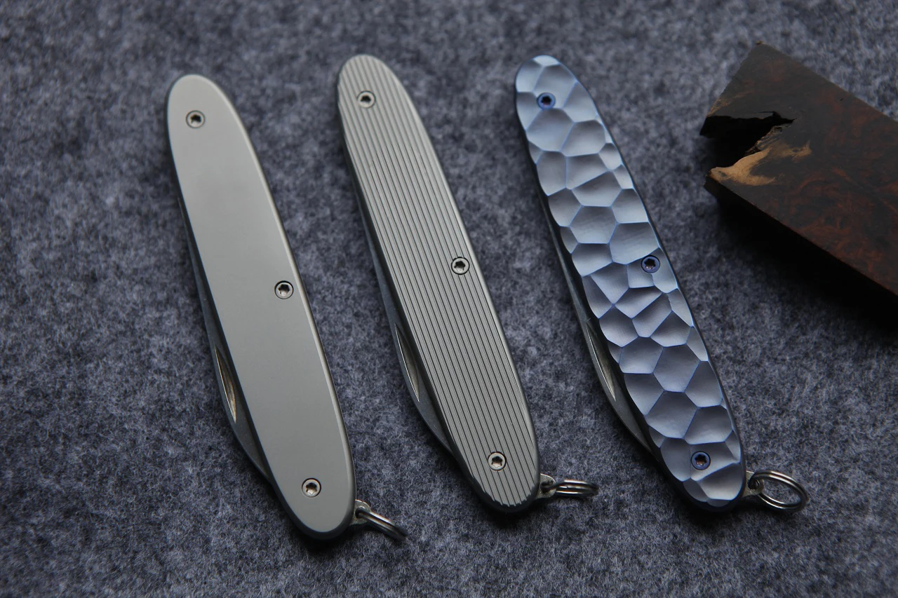 Hand Made Titanium Alloy Scales for 84mm Victorinox Swiss Army Excelsior Red Knife (Scales Only, Knife not Included)