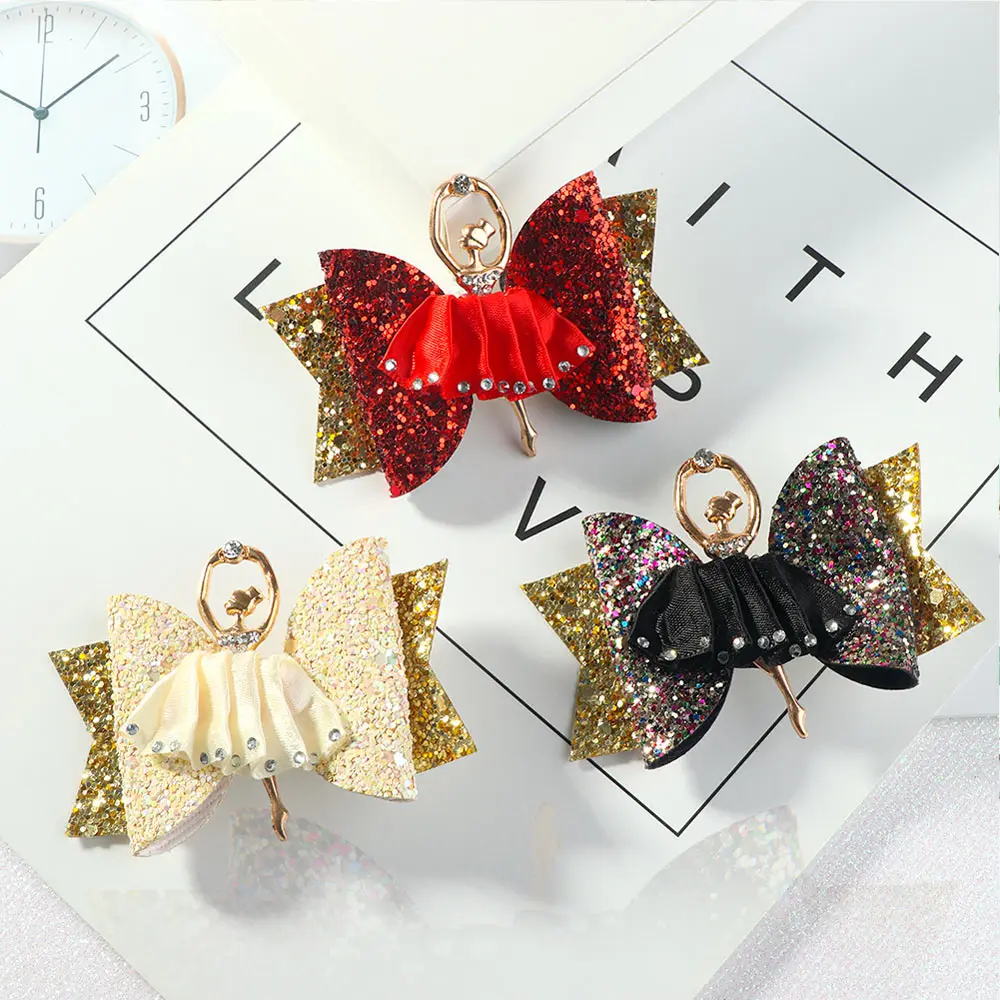 Детские заколки для волос с бантом и блестками девочек милые аксессуары подарок