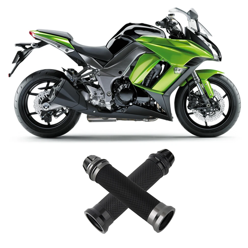 

A Set Hand Grips Handle Bar Grips for Universal Motorcycle Black/Silver