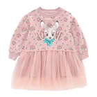 Детское фатиновое платье с аппликацией в виде животных, с цветочным принтом, Осеннее, плотное, От 2 до 7 лет