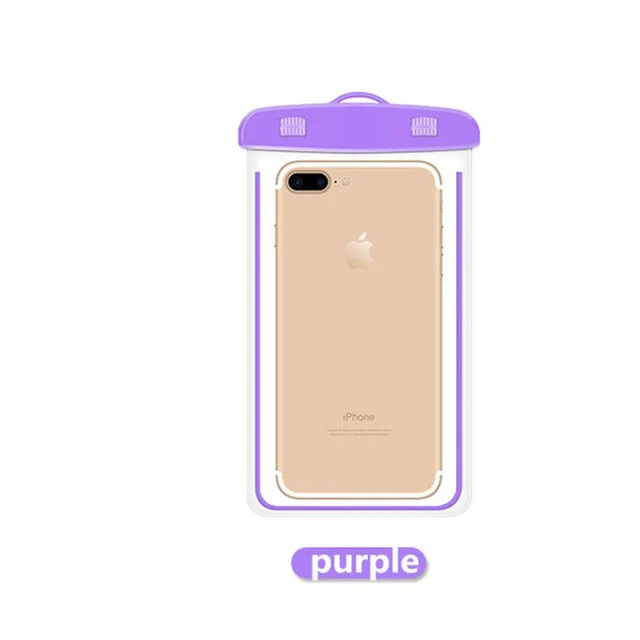 purple Сумки для плавания водонепроницаемый мешок со светящийся подводный чехол для телефона для iphone 7 6s 6 Универсальные Все модели 3,5 дюймов-6 дюймов - Цвет: purple