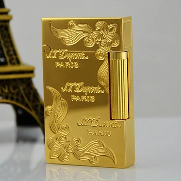 Новая Винтажная яркая звуковая газовая зажигалка dupont, ветрозащитная медная Зажигалка для сигарет - Цвет: Gold