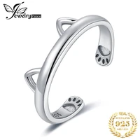 jewelrypalace cat ear paw 925 sterling silver ring open adjustable korean cuff finger thumb band stackable love rings for women