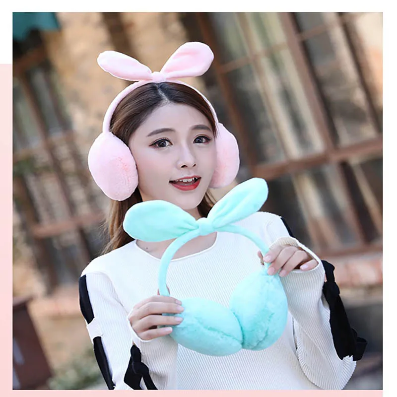 Calymel Новый прекрасный бантик в виде кроличьих ушек наушники для женщин зимние