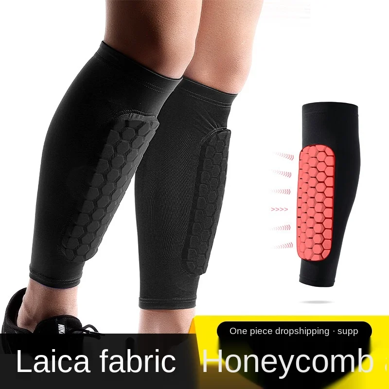 

Outdoor Sports Football Honeycomb Anti-collision EVA Basketball Leg Socks Lycra Breathable Shin Guard Knee Pad