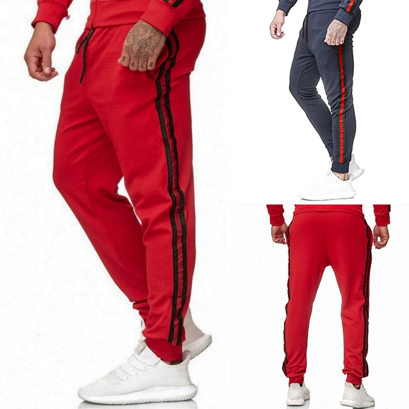 Мужские модные спортивные брюки 2019 повседневные цветные полосатые новые для