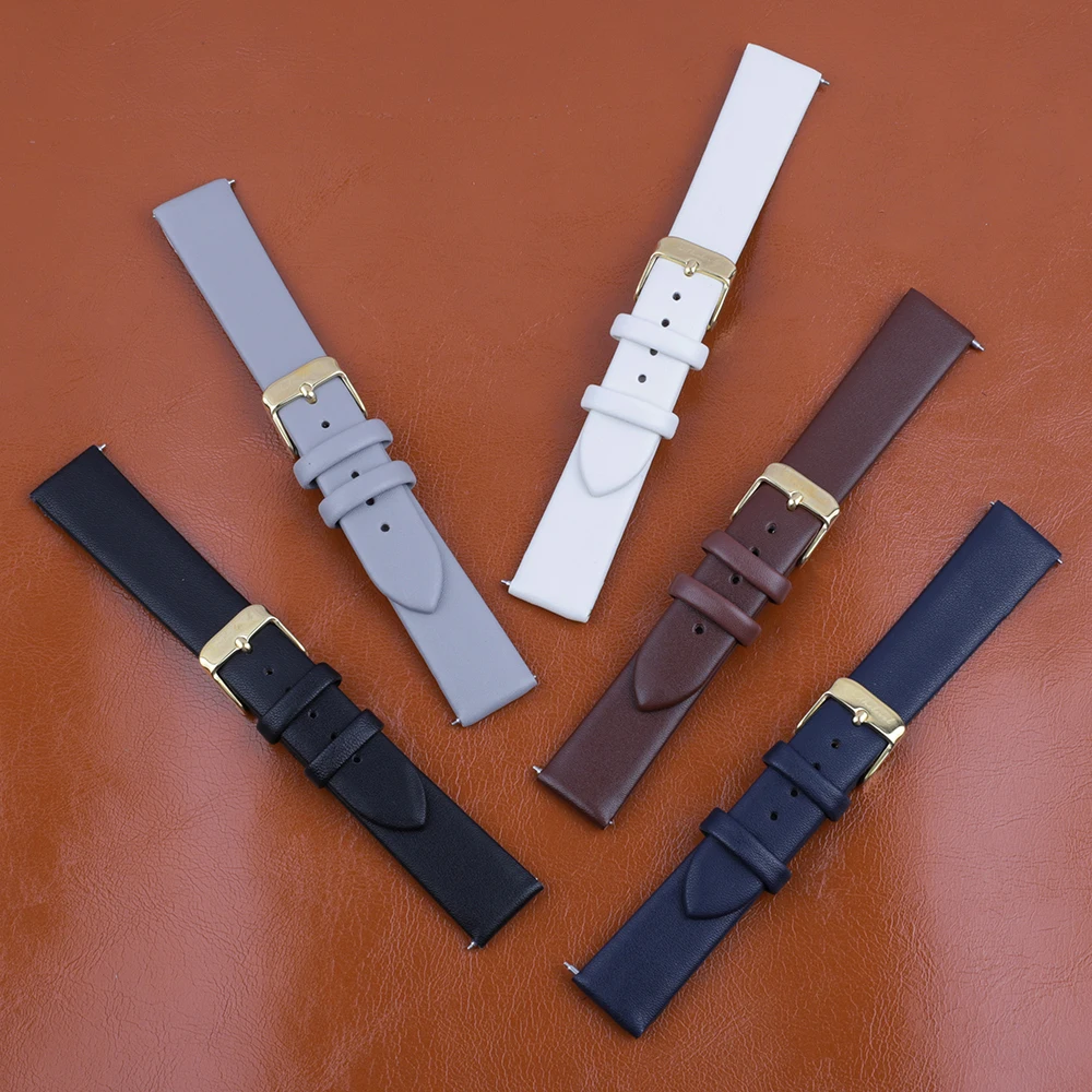 Leather Watch Strap for Women Quick Release Watch Band 12mm 14mm 16mm 18mm 20mm Replacement Gold Buckle