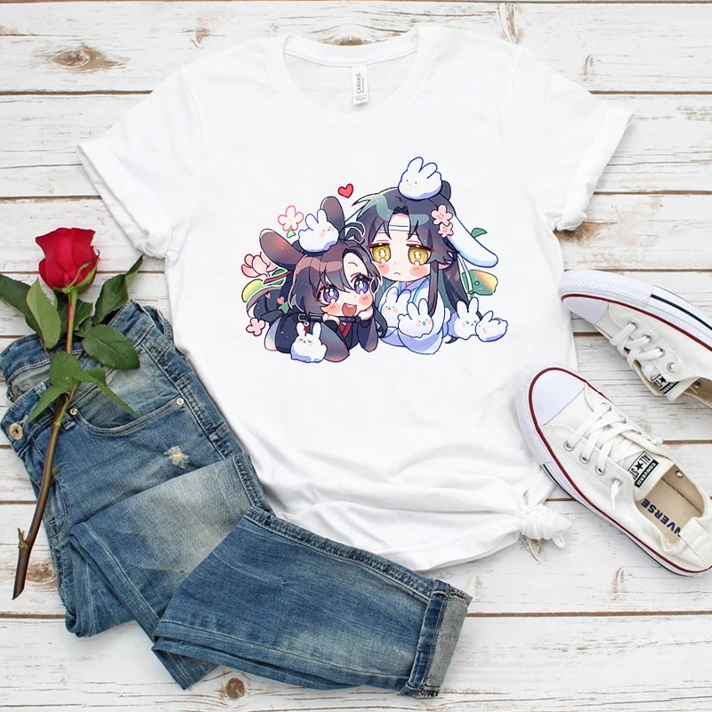 

Kawaii Cartoon Mo Dao Zu Shi T-Shirt Women Anime Clothes Tee Tops T Shirt Harajuku Hip Hop Casual Manga Short Sleeve