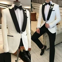2021 terno masculino slim fit mens formal prom party suits ivory peaked lapel wedding tuxedos custom made groom best man suit