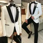 2021, Terno Masculino, приталенные мужские костюмы для официального выпусквечерние вечера, свадебные смокинги цвета слоновой кости с заостренным лацканом, индивидуальный пошив