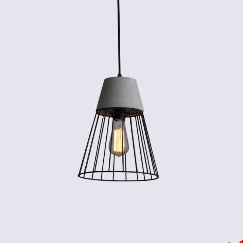 Бетонный подвесной светильник в скандинавском стиле из промышленного железа
