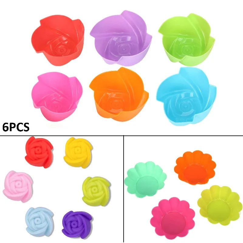 6 шт./компл. силиконовые формы форма сердца или розы кекс силиконовый для торта