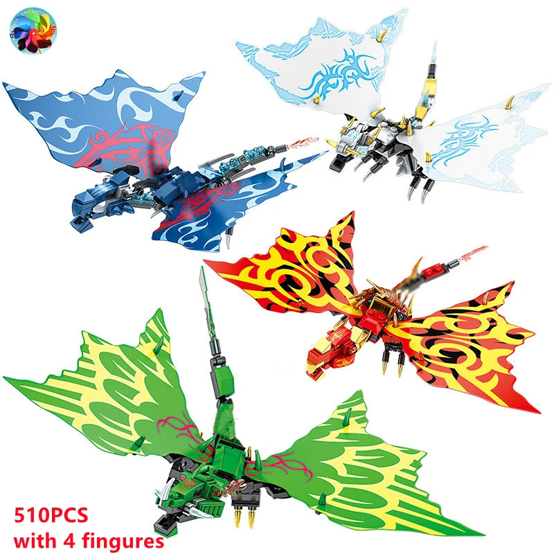 

4Pcs/Set Ninja Dragon Knight Swordsman Model KAI JAY ZANE Figures Building Blocks Kids Toys Bricks Gift for Children Boys