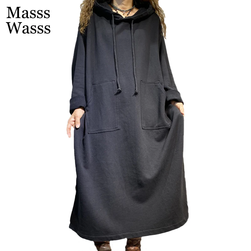 

Masss Wasss Female Loose Vintage Dresses Bohemian Style 2021 Winter Womens Casual Vestidos British Design Female Harajuku Dress
