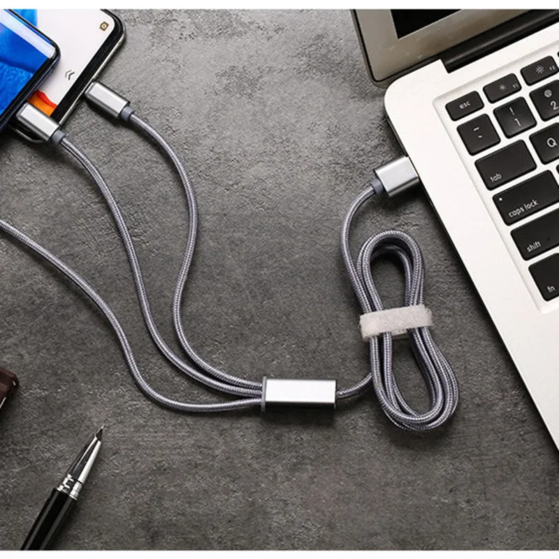 3 in 1 10 colors data cable usbtype clighting braided 3a 1 2m fast charge charging line phone accessories free global shipping