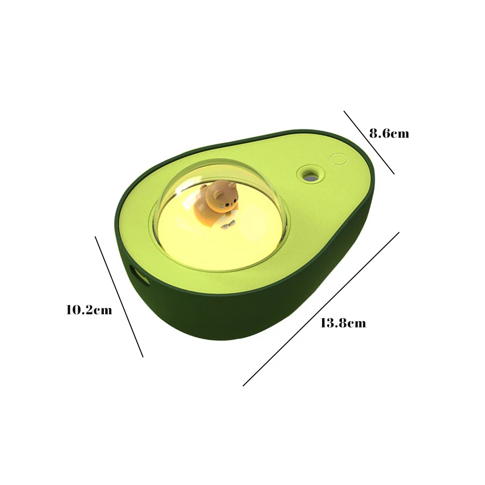 

Cute Avocado Night Light USB Rechargeable Baby Bedside Night Lamp Wireless Humidifier For Home Office Ultrasonic Mute Diffuser