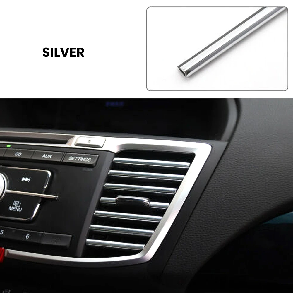 

Hot 10 Pcs Car Accessories Auto Colorful Air Conditioner Air Outlet Decoration Strip DIY Car Styling Mouldings wholesale