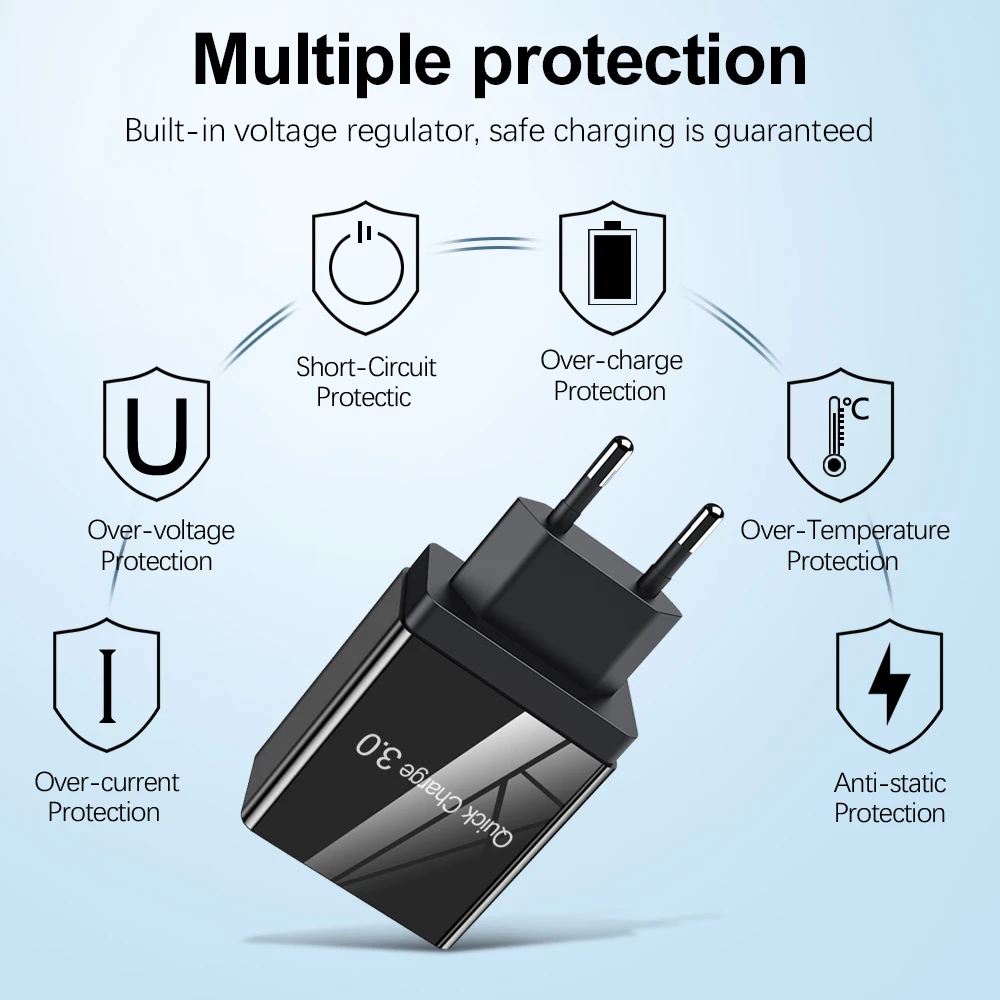 27 Вт 3 порта usb зарядное устройство для iPhone 11 xs max Quick Charge 0 настенное портативное