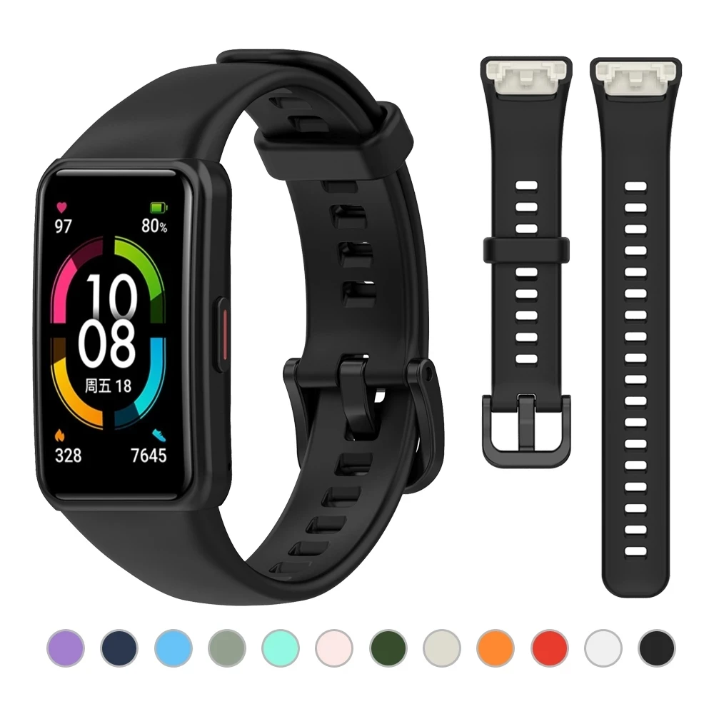 

Silicone Wrist Band Strap For Huawei Band 6 Smart Watch Strap For Honor Band 6 Replacement Wristwatch Band Watch Accessories