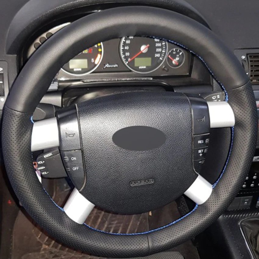 Черный ПУ Искусственная Кожа DIY ручной работы чехол рулевого колеса автомобиля