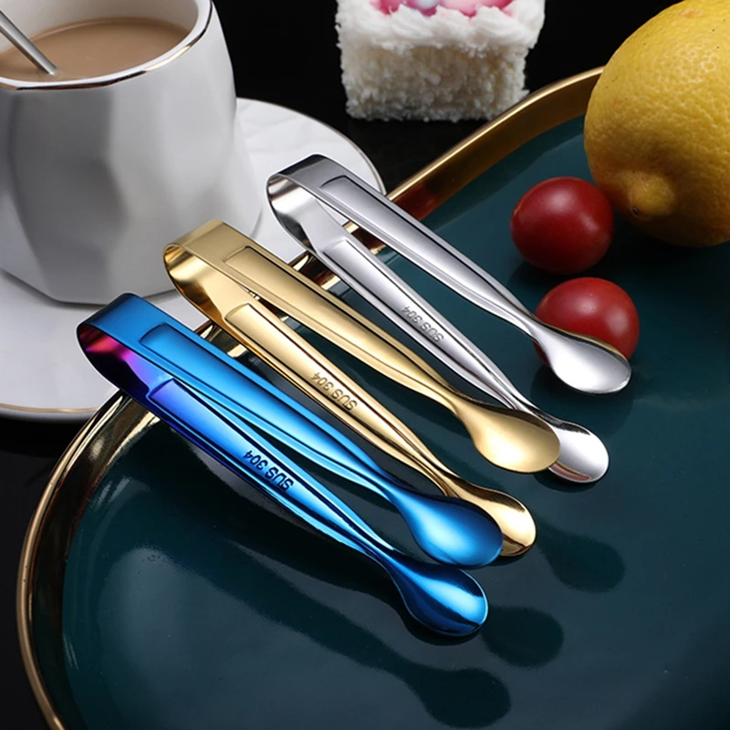 

Stainless Steel Mini Coffee Sugar Clip Ice Tongs Non slip Bread Food BBQ Clip Party Coffee Tweezer Clip Bar Kitchen Accessories