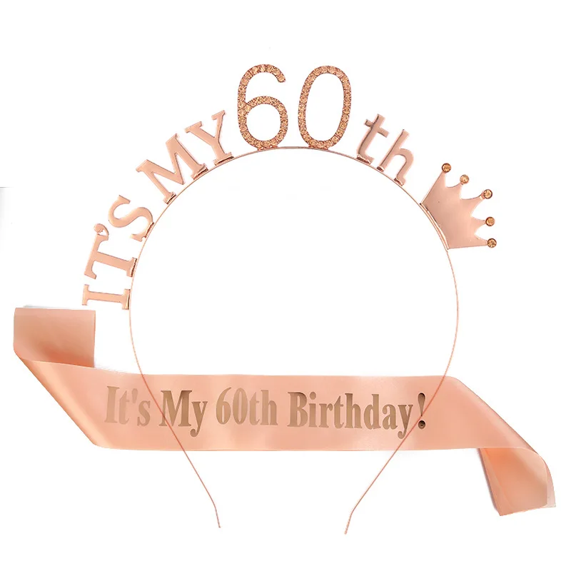 Розовое золото с надписью It's My 60th Birthday Crown головной убор Комплект одежды из