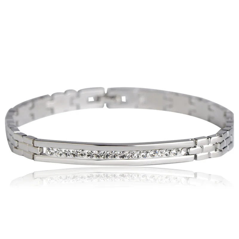 

OI Fashion Lovers Bracelet For Women Party Holiday Copper Crystals Stainless Steel Bangles Hand Accessories Pulseiras