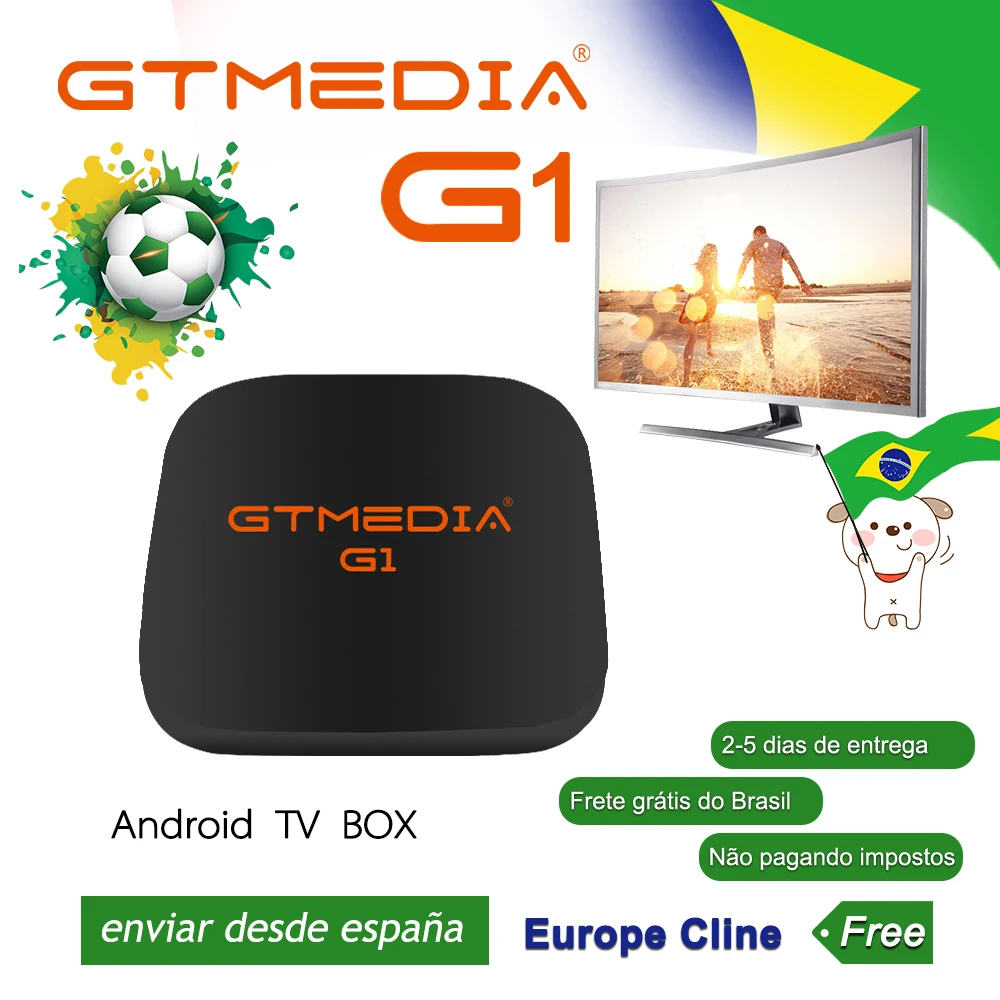 Бразилия склад глобальная версия оригинальный GTmedia G1 коробка 4K Android 7 1 S905W Смарт ТВ