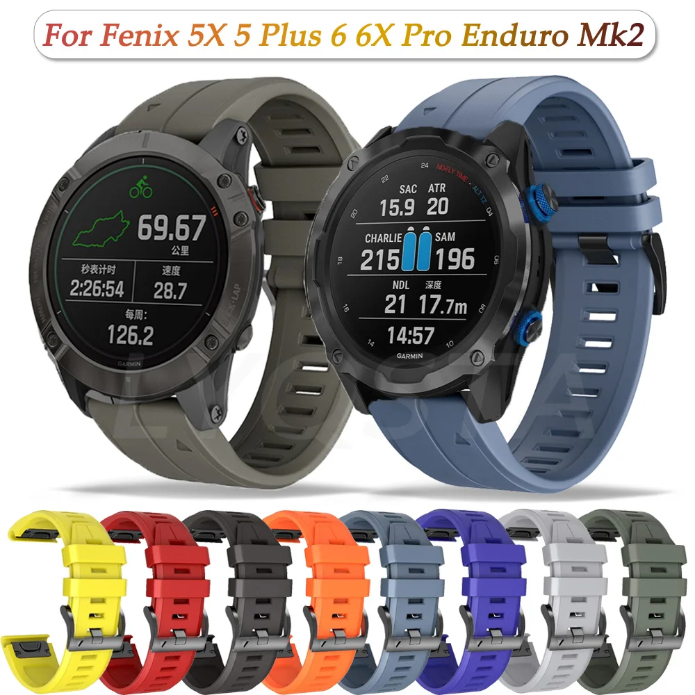 

Ремешок силиконовый для Garmin Fenix 6X Pro 5X 3HR, быстросъемный браслет для наручных часов Fenix 6 Pro 5 Plus MK2 Enduro, 26 мм 22 мм
