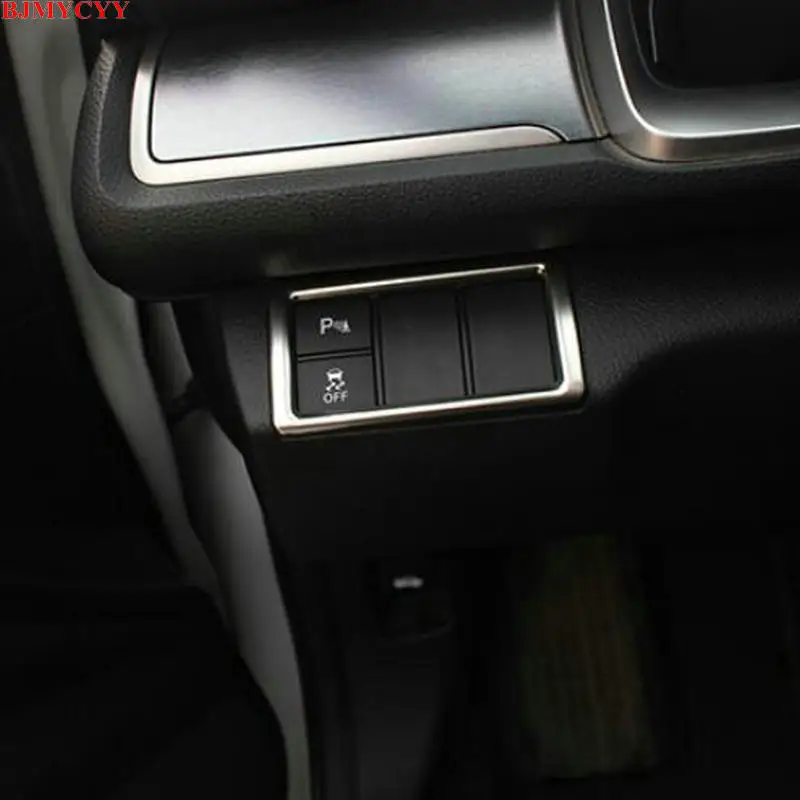 

BJMYCYY For Honda Civic 10th 2016-2019 Accessories Automobile headlight switch control panel stainless steel decorative frame