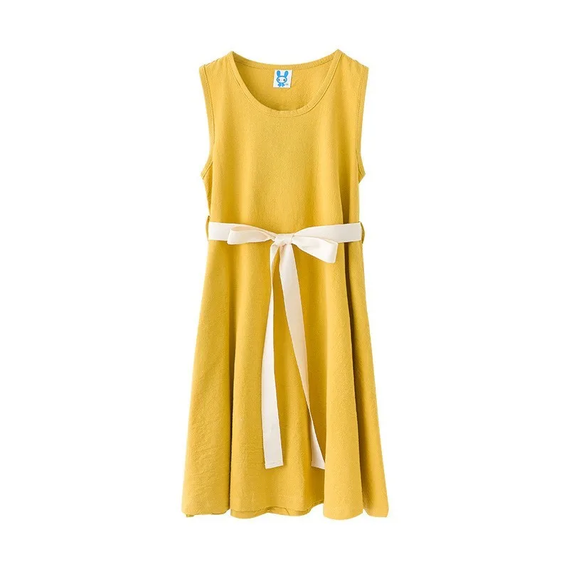 Платье для девочек-подростков летнее хлопковое льняное платье принцессы девочек