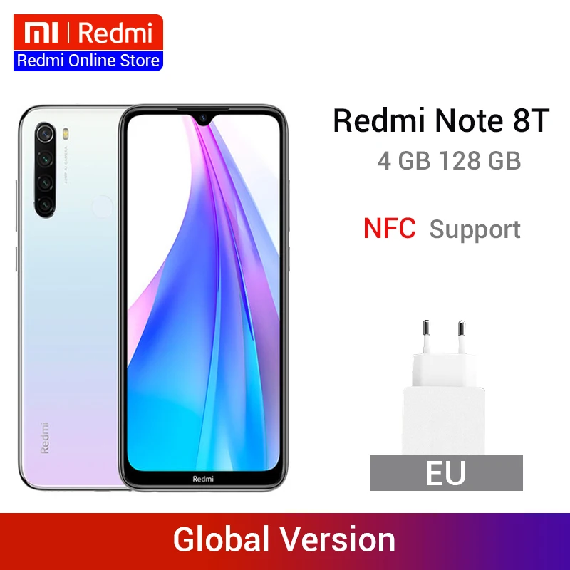 Новое поступление глобальная версия Redmi Note 8 T 4 Гб ОЗУ 128 ПЗУ Восьмиядерный Snapdragon 665