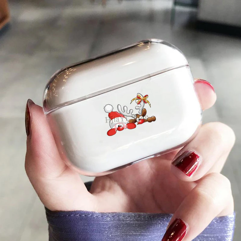 

Рождественский Забавный чехол для наушников с Санта-Клаусом для Apple Airpods Pro, прозрачный защитный чехол для Airpods Pro