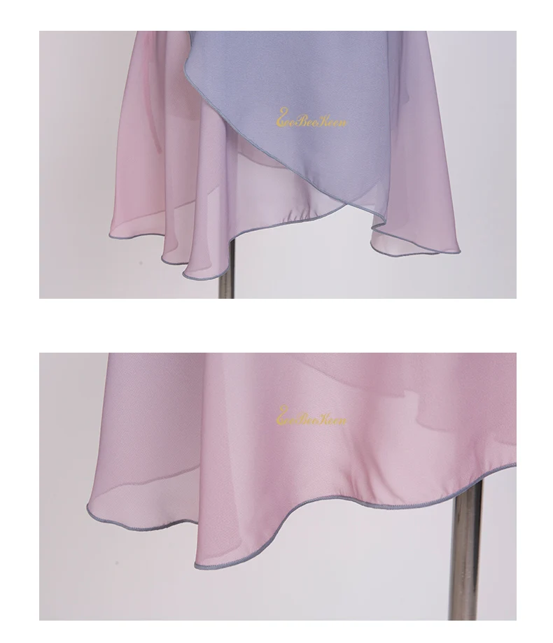 Ballerina Chiffon Dance Yoga Practice Skirt Women short Gradient Skirt Teachers Gymnastics Ballet Wrap skirt Ballet Dance Skirt