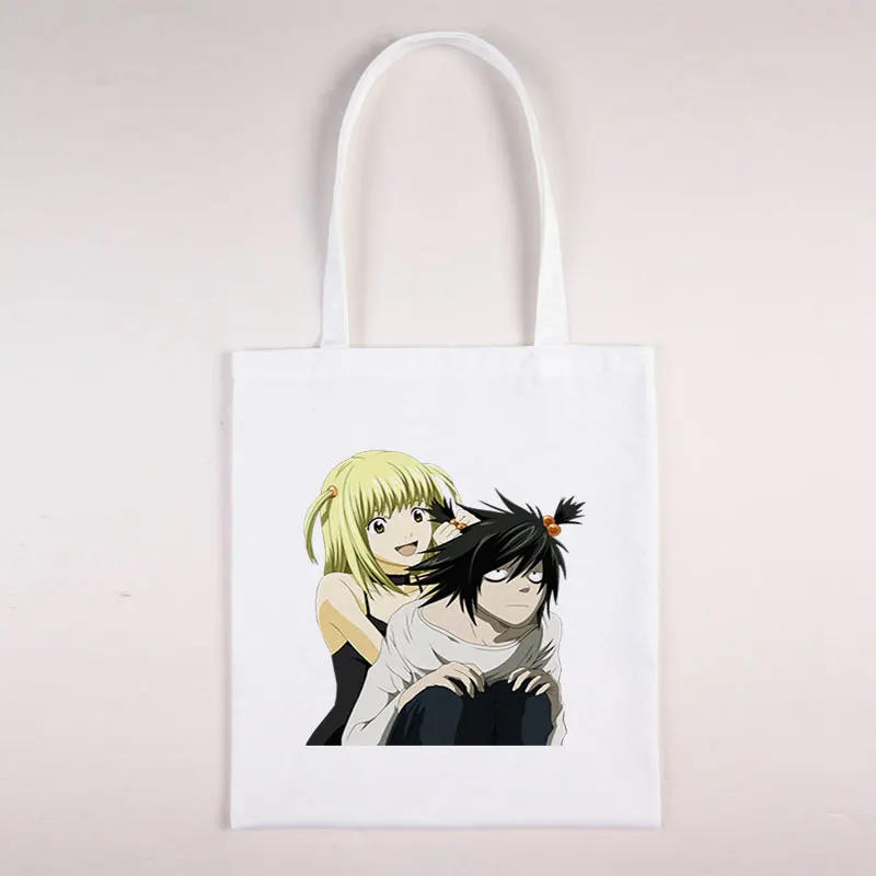 

Japan Bags 2021 Reusable Shopping Bag Big for Women Canvas Shopper Death Note With Handle Purses and Handbags Designer Anime Sac