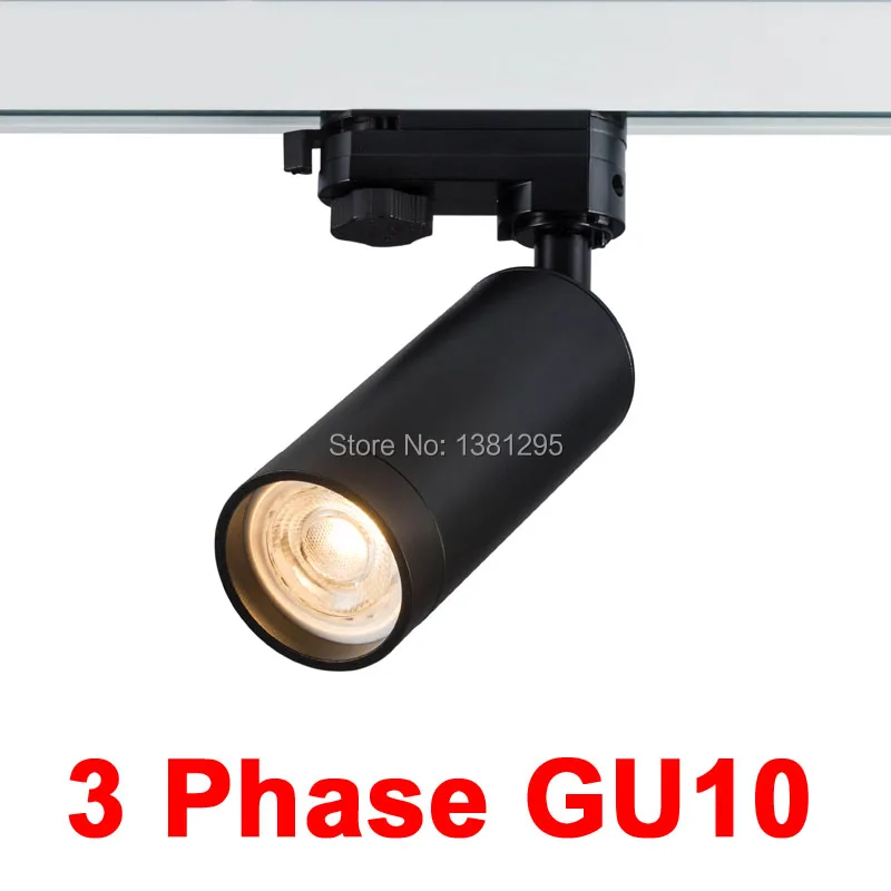 1PCS LED Rail Spots GU10 Fitting Ceiling Track Light Spotlight 1 3 Phase Fase 2 4 Wire White Black Tracklight Fixture