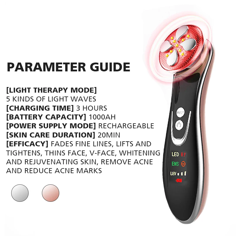 

Electric Radio Frequency Device LED Photon Light Therapy RF EMS Skin Hydrating Face Lifting Tighten Massage Beauty Care Machine