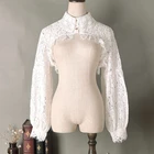 Женская кружевная блузка KLV, ажурная блузка с длинным рукавом и отложным воротником, с цветочным принтом, с отложным воротником