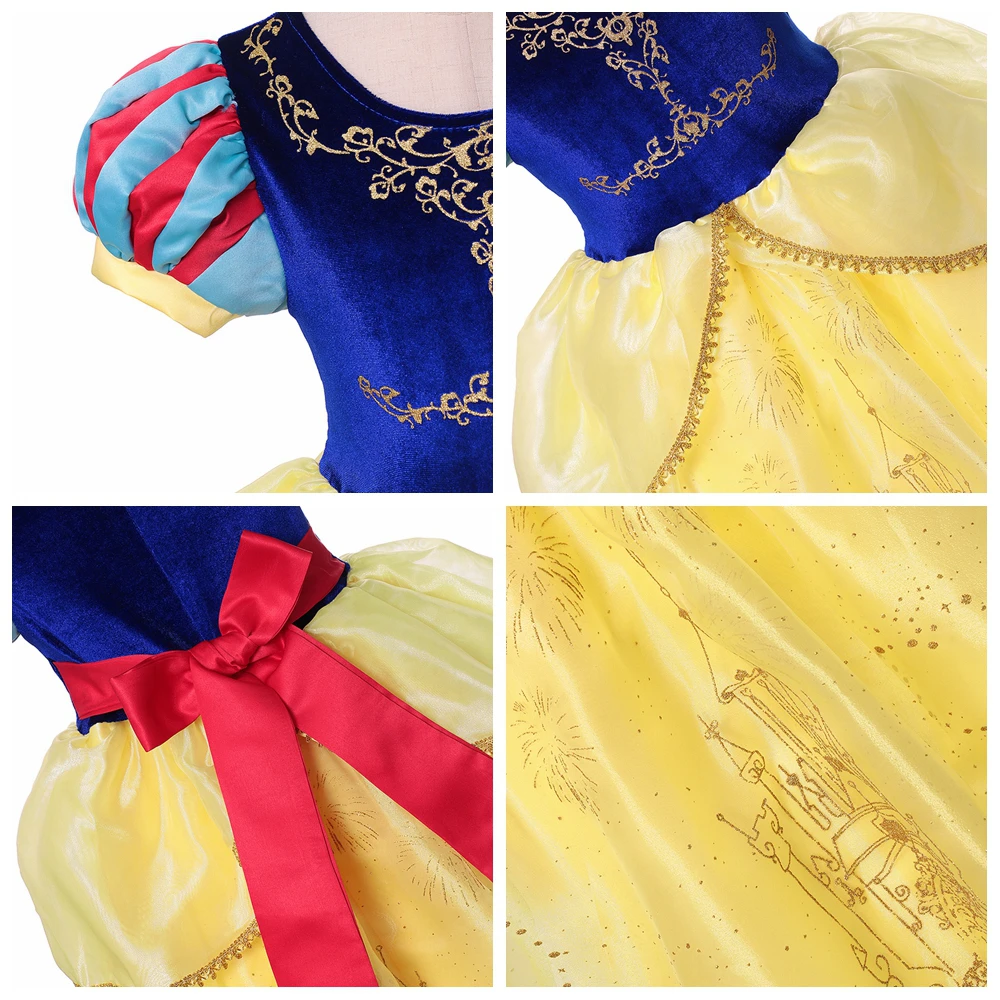 

Kids Girl Dress Snow White Dress Girl Princess Children Party Cosplay Costume Bow Patchwork Role Playing Frocks Outfits