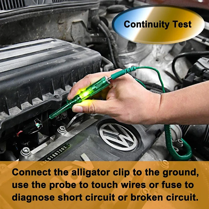 Автомобильный электрический тестер с катушковым проводом и тестовой лампой для проверки напряжения аккумулятора автомобиля и мотоцикла DC 6V/12V/24V.